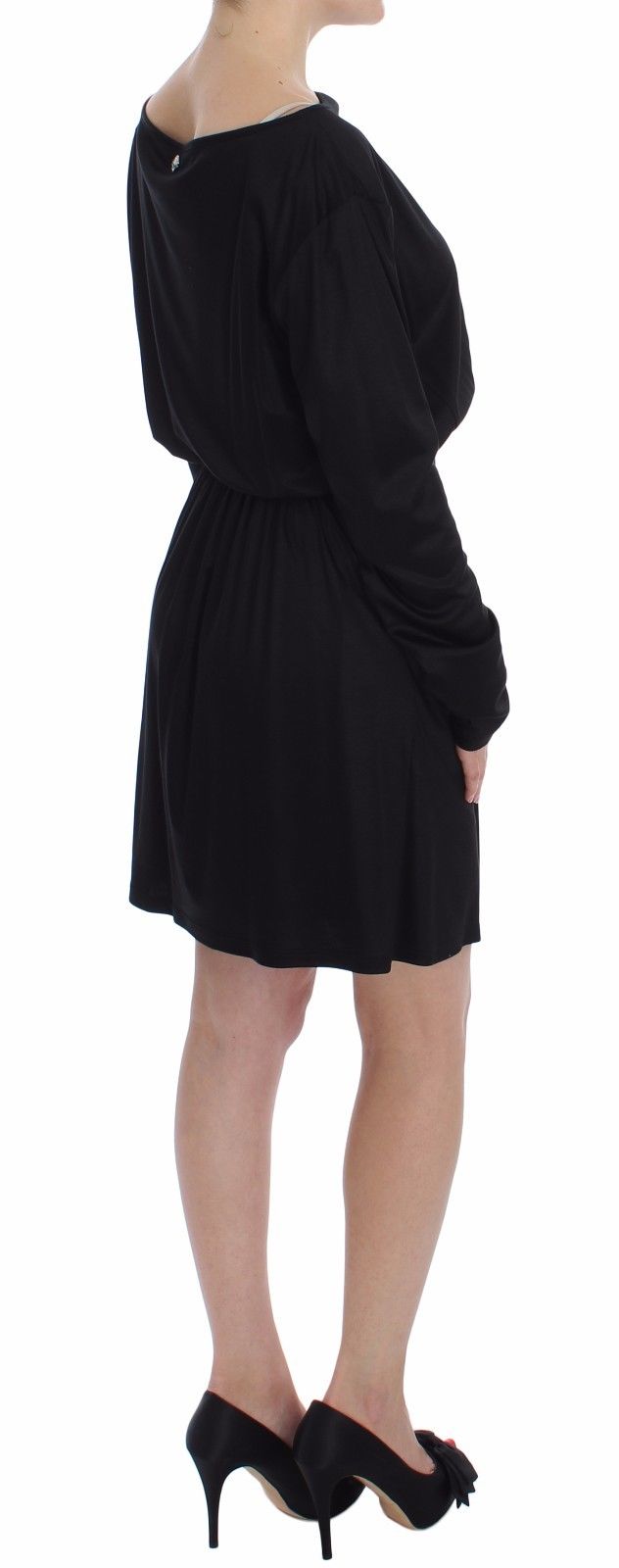 Versace Jeans Black Modal Silk Shift Knee Women's Dress