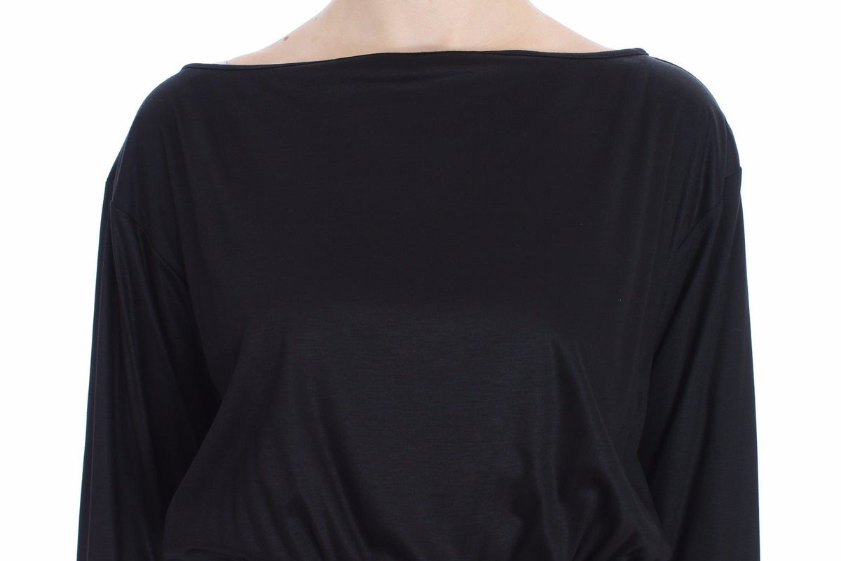 Versace Jeans Black Modal Silk Shift Knee Women's Dress