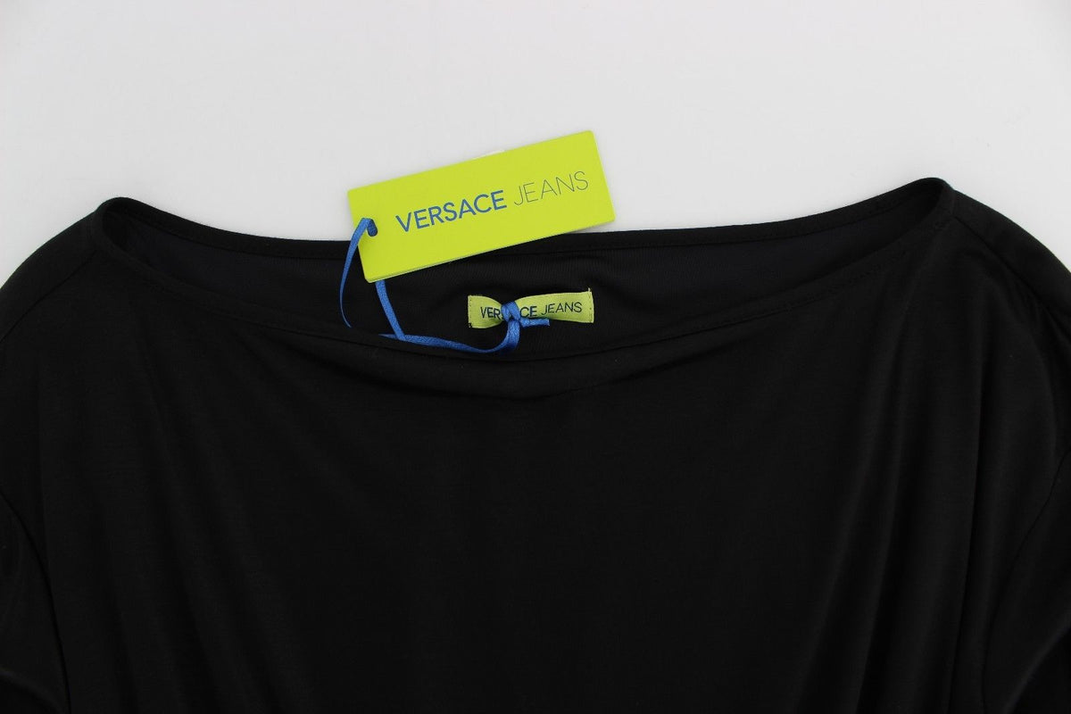 Versace Jeans Black Modal Silk Shift Knee Women's Dress