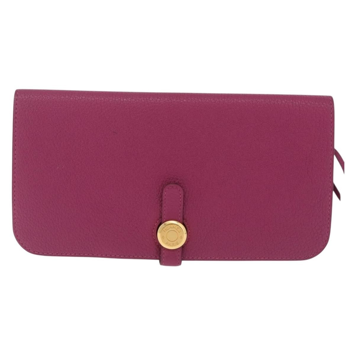 Hermes Dogon Duo Combined Leather Purple Leather Wallets Accessory (Pre-Owned)