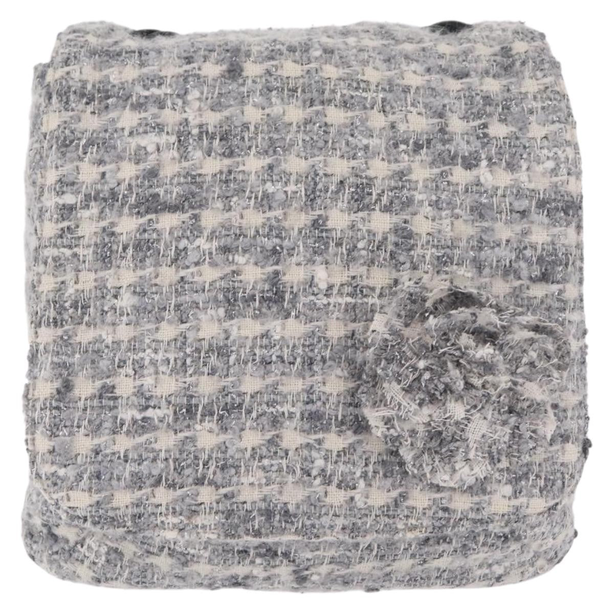 Chanel Camellia Messenger Tweed Gray Cotton Handbag (Pre-Owned)