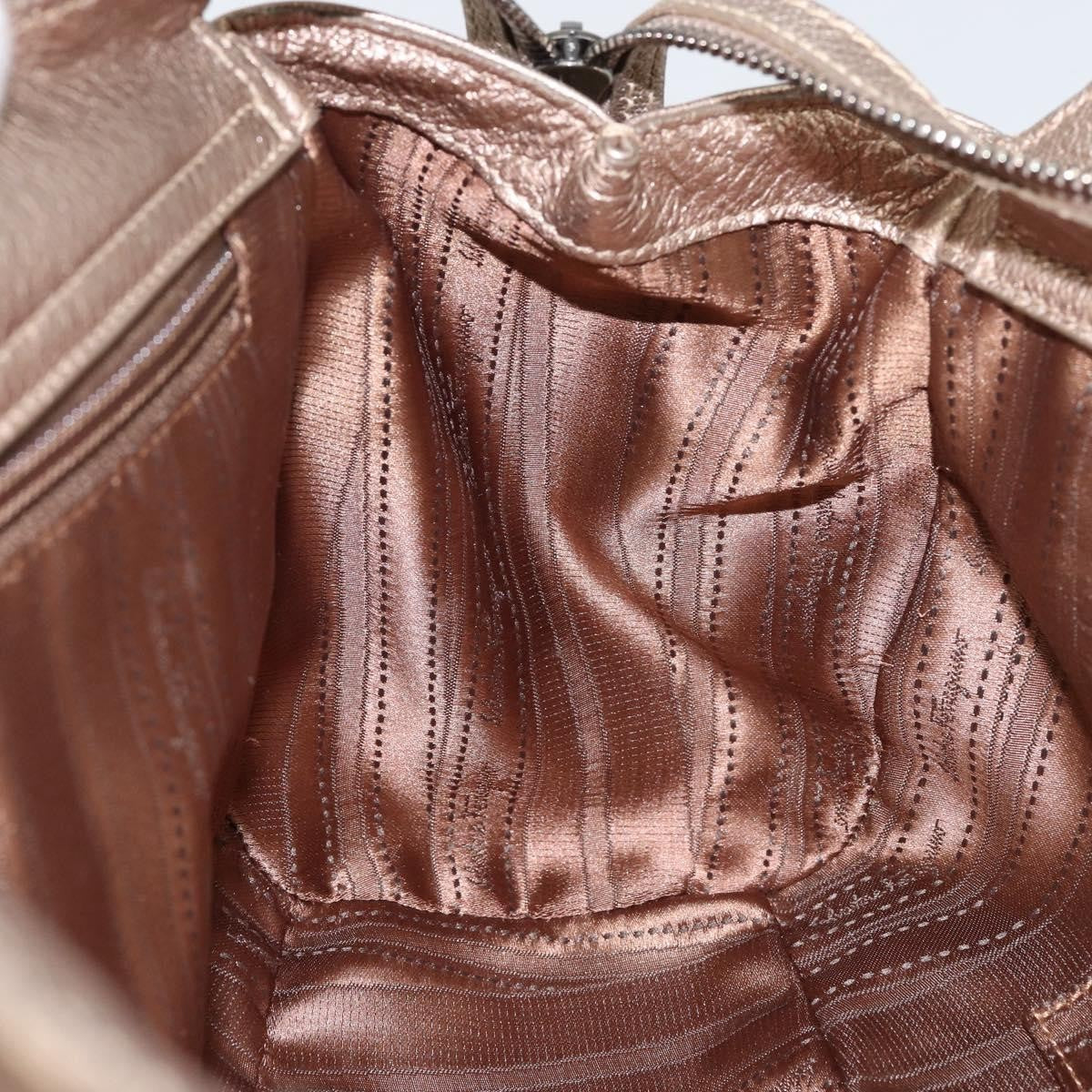 Salvatore Ferragamo Gancini Tote Leather Gold Leather Tote Bag Bag (Pre-Owned)
