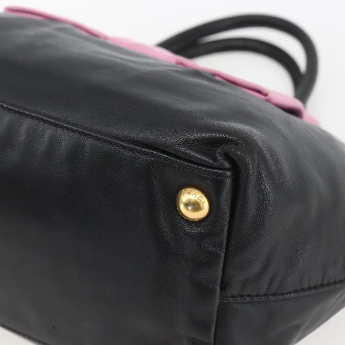 Prada Bow Tote Leather Black Leather Tote Bag Bag (Pre-Owned)