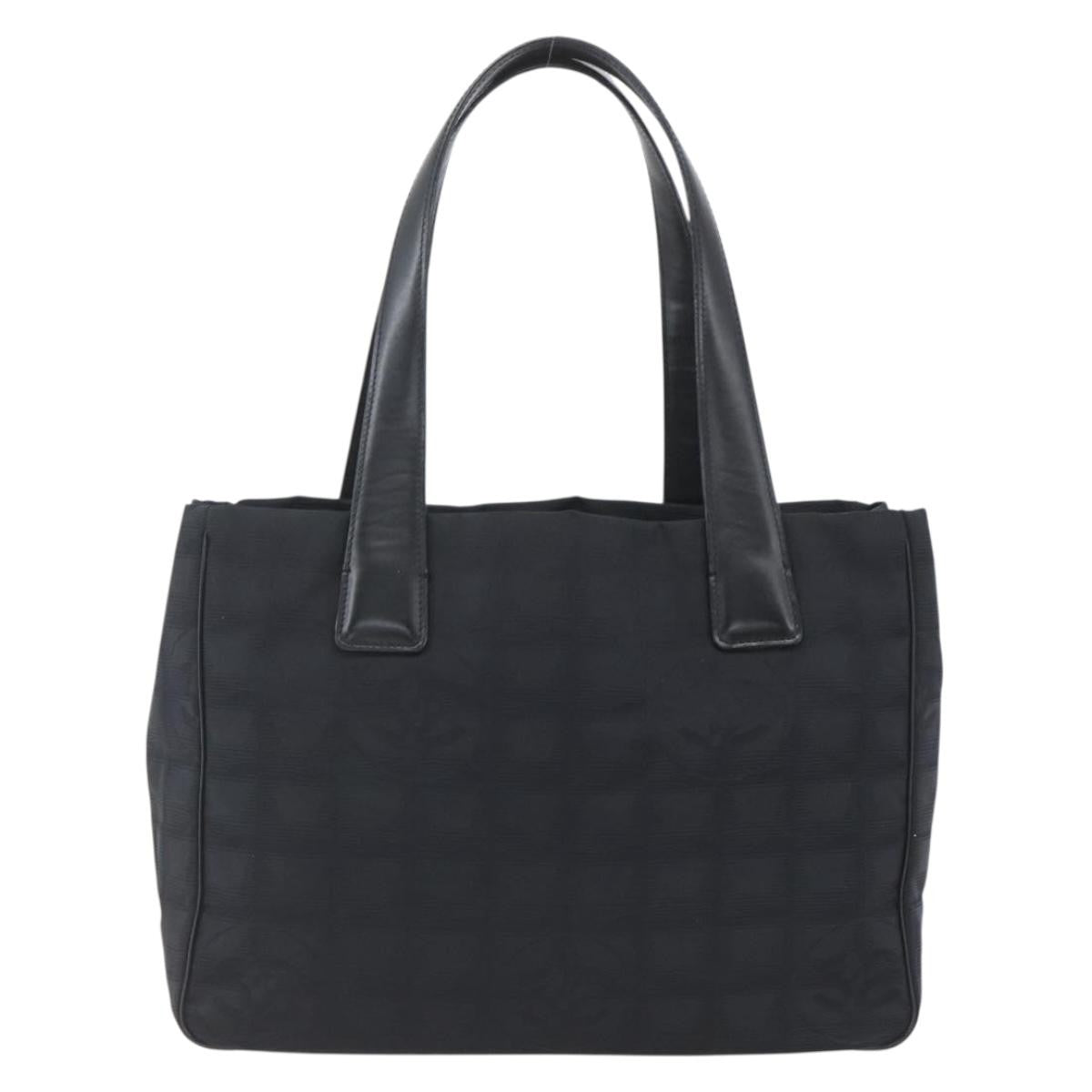Chanel Travel Line Nylon Black Nylon Tote Bag Bag (Pre-Owned)