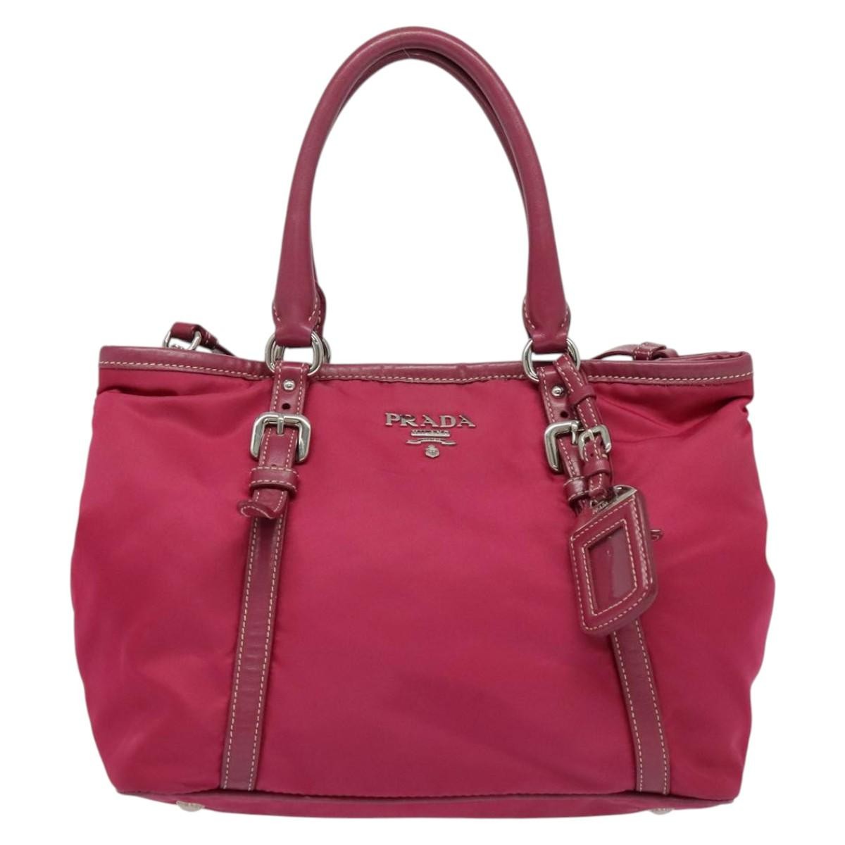 Prada Convertible Belted Hobo Tessuto With Leather Pink Nylon Shoulder Bag Bag (Pre-Owned)
