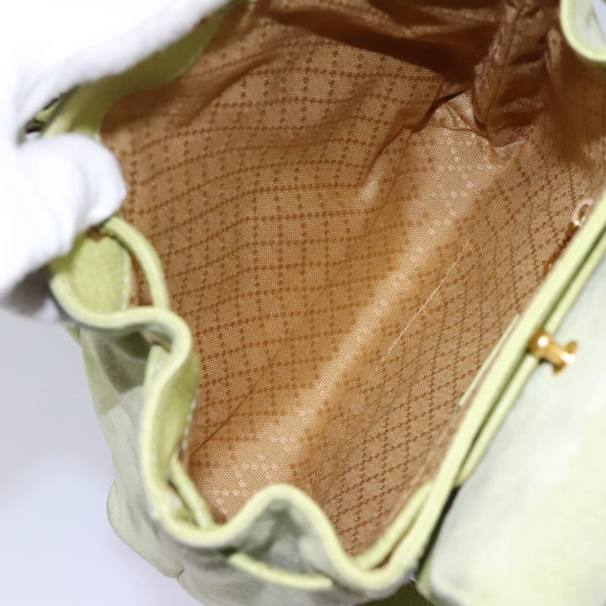 Gucci Gucci Bamboo Daim Green Suede Backpack Bag (Pre-Owned)