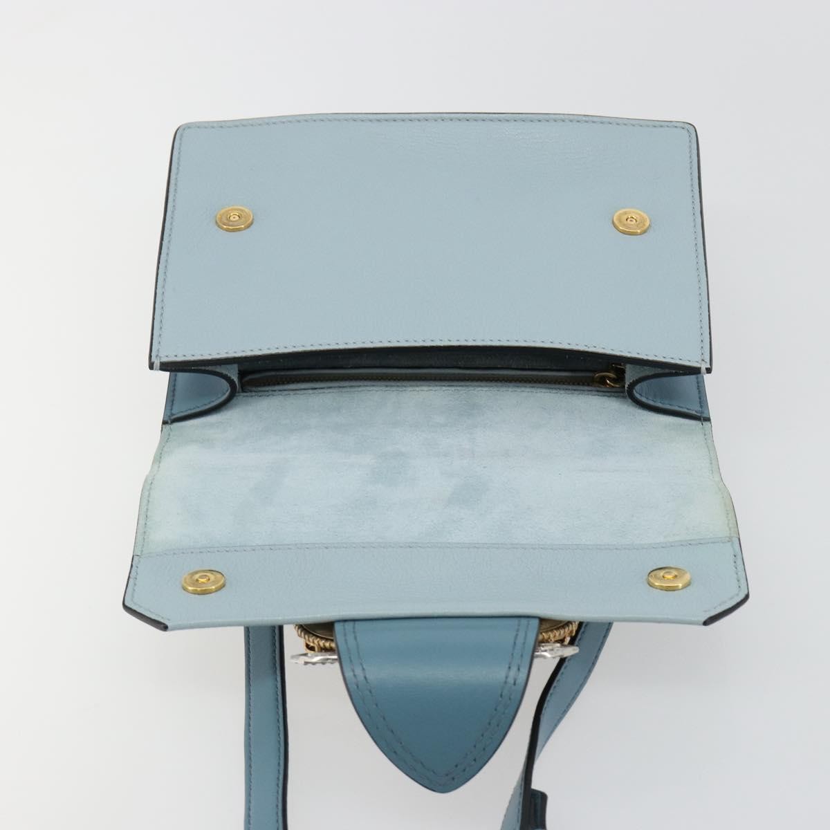 Miu Miu Madras Crystal Buckle Leather Blue Leather Shoulder Bag Bag (Pre-Owned)