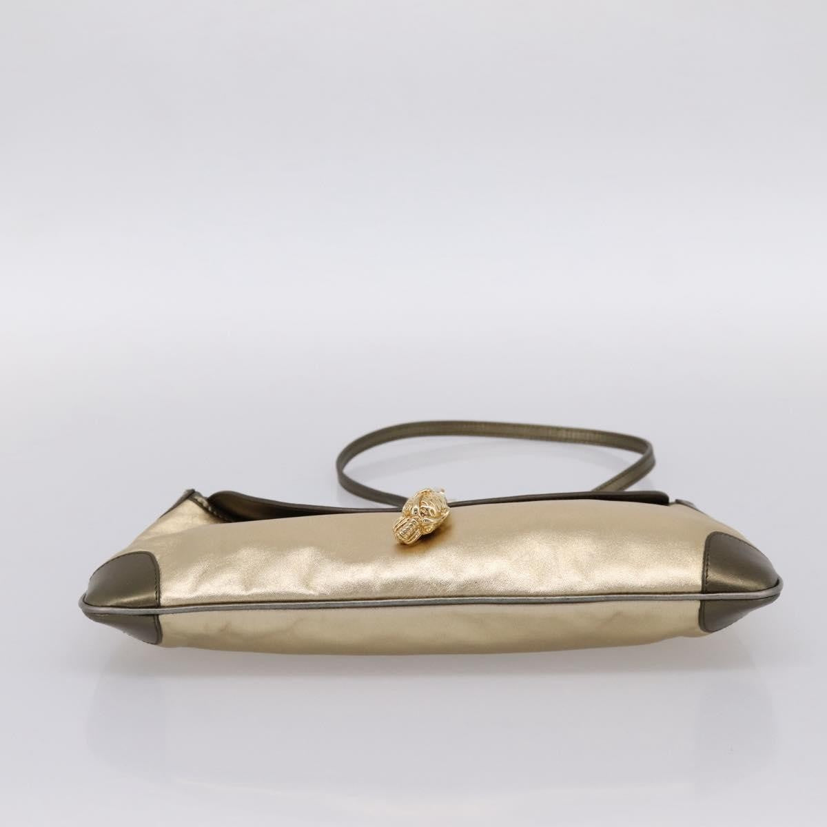 Gucci Tiger Charm Leather Gold Leather Shoulder Bag Bag (Pre-Owned)
