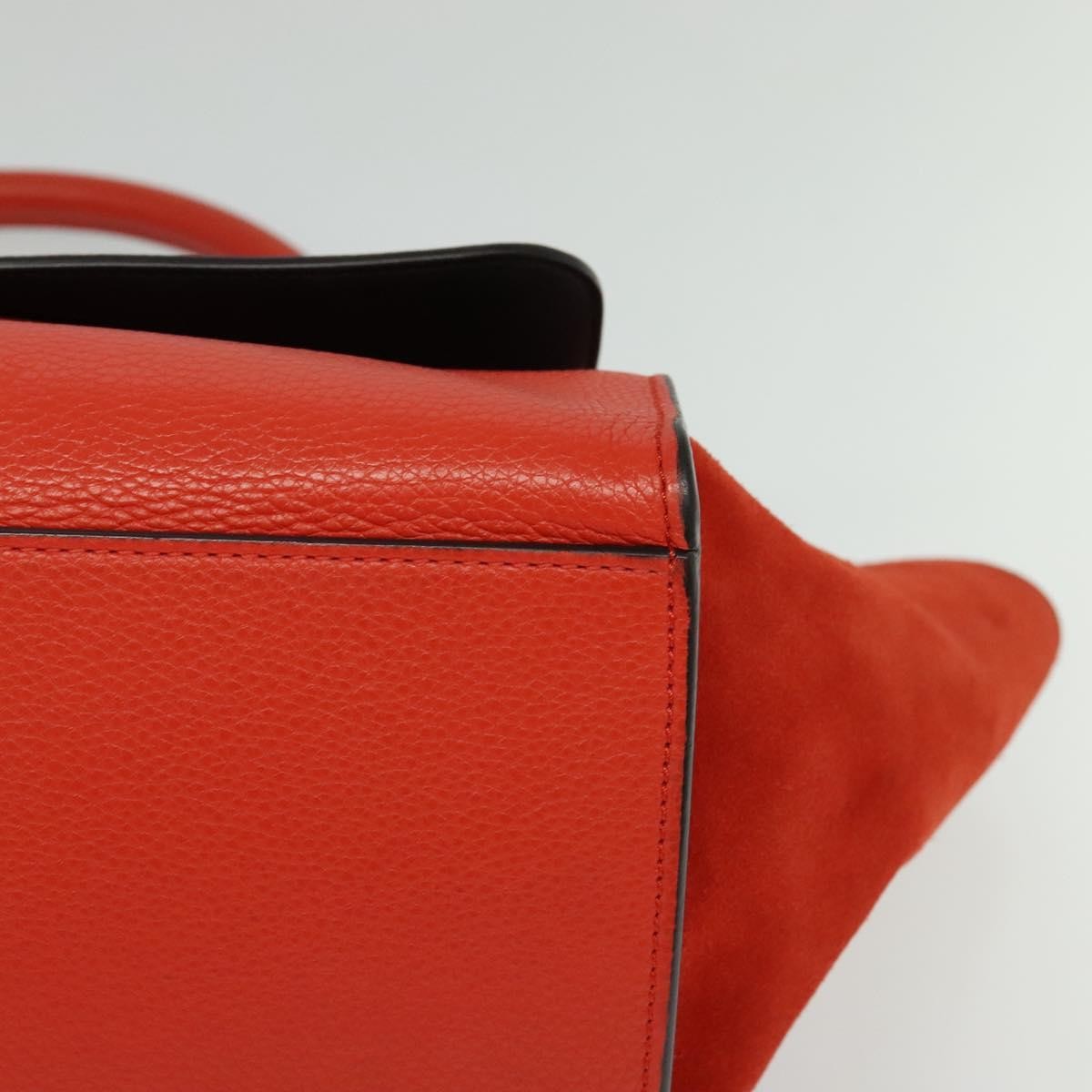 Celine Trapeze Leather With Suede Red Leather Handbag (Pre-Owned)