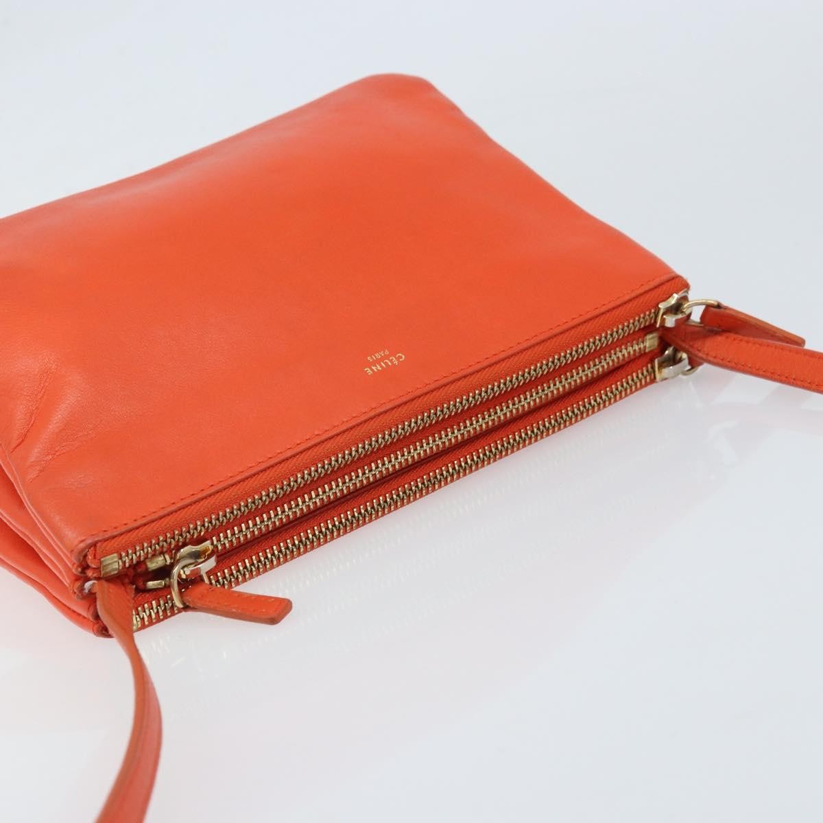 Celine Trio Leather Orange Leather Shoulder Bag Bag (Pre-Owned)