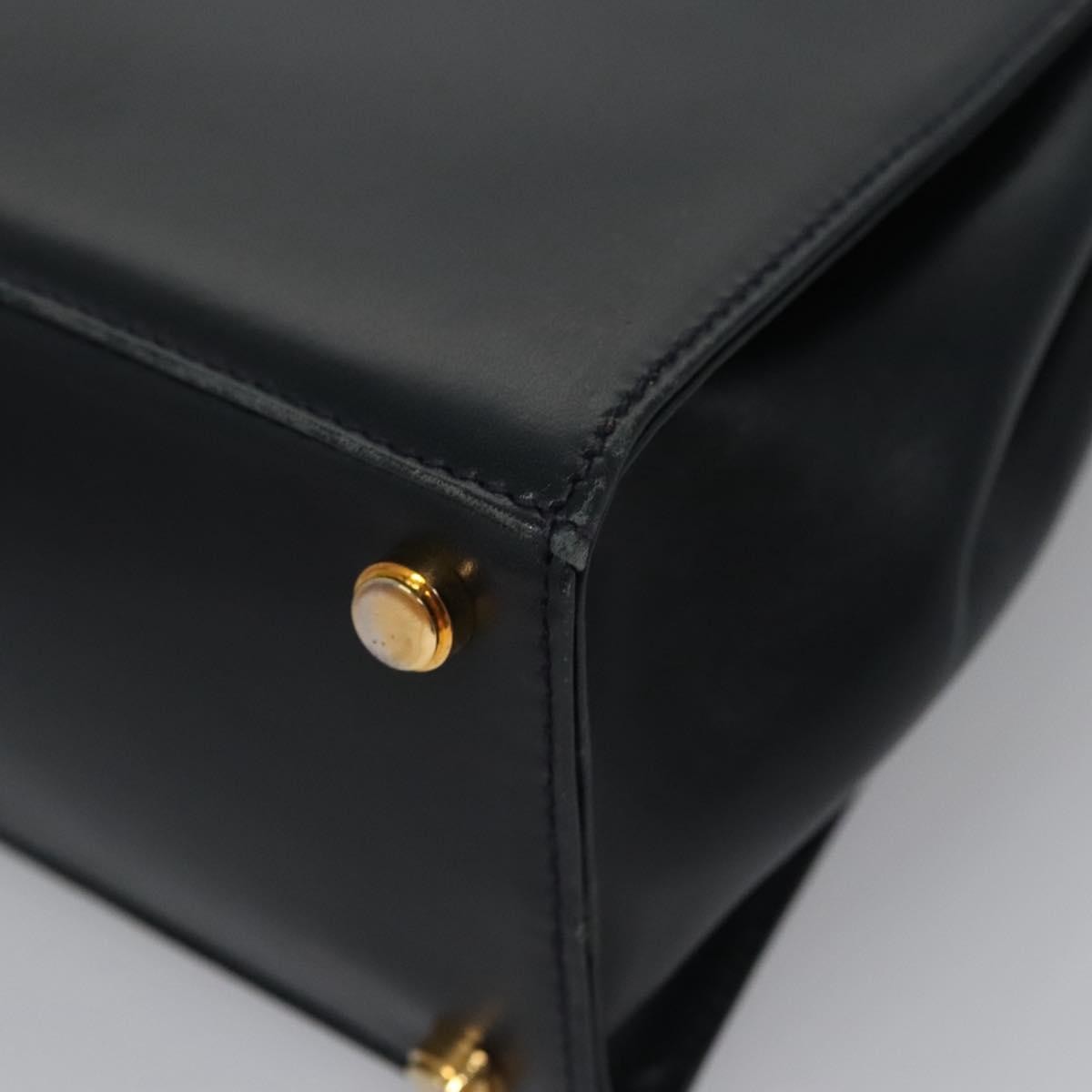 Salvatore Ferragamo Gancini Flap Woven Leather Black Leather Shoulder Bag Bag (Pre-Owned)