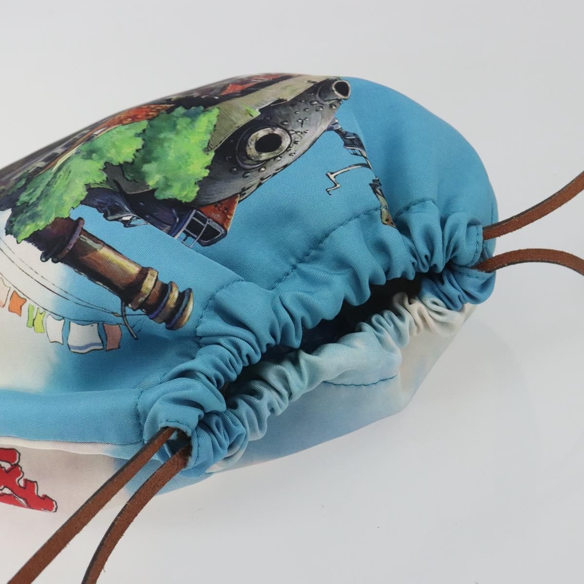 Loewe Paula Drawstring Printed Canvas Blue Nylon Clutche & Pouche Bag (Pre-Owned)
