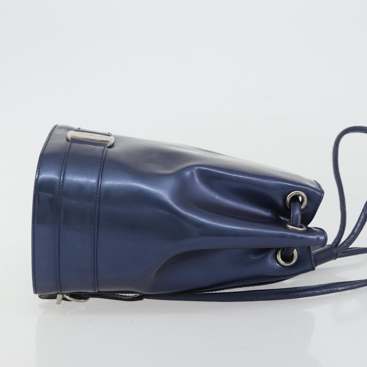 Salvatore Ferragamo Vala Patent Leather Navy Patent_Leather Backpack Bag (Pre-Owned)