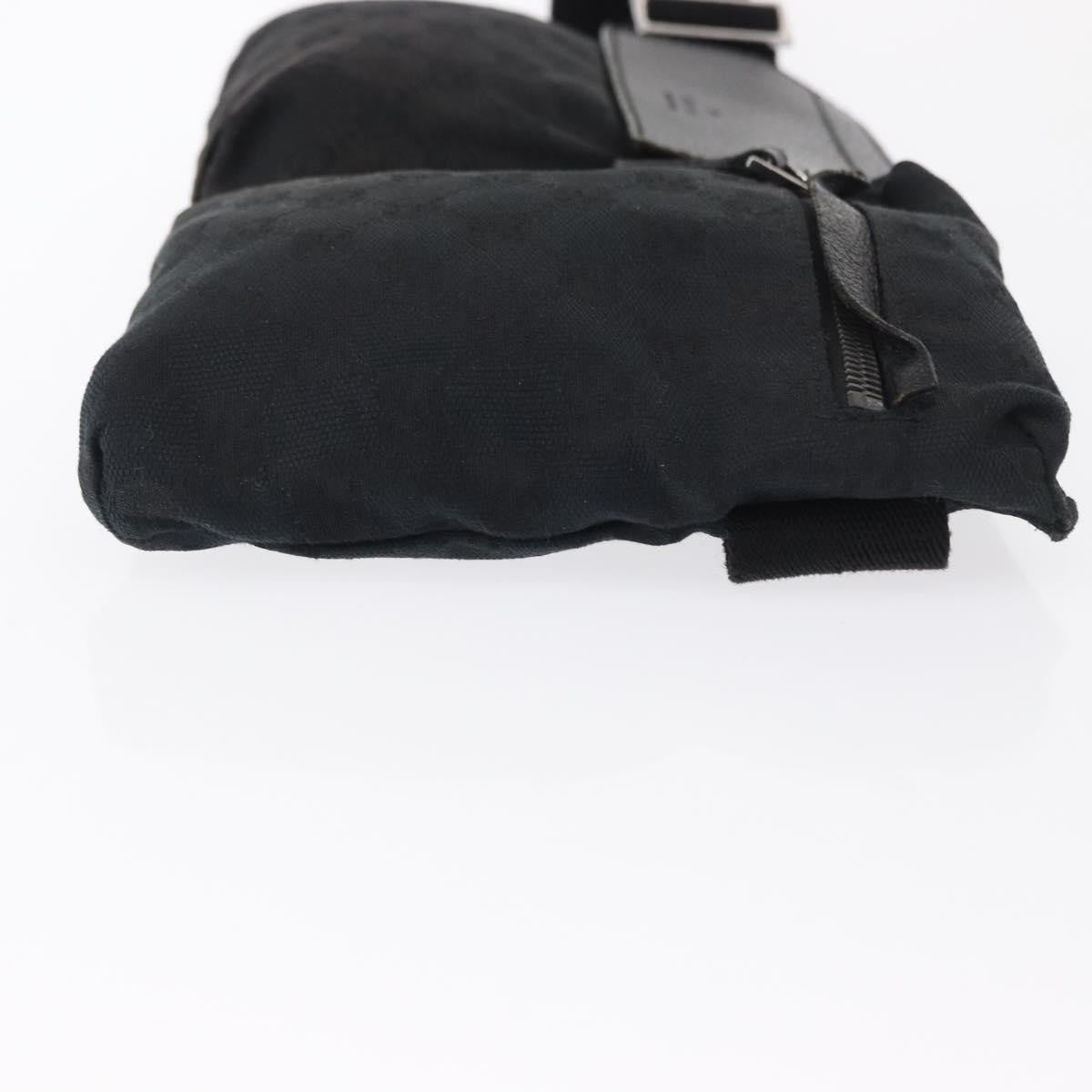 Gucci Vintage Double Belt Gg Canvas With Leather Black Canvas Handbag (Pre-Owned)