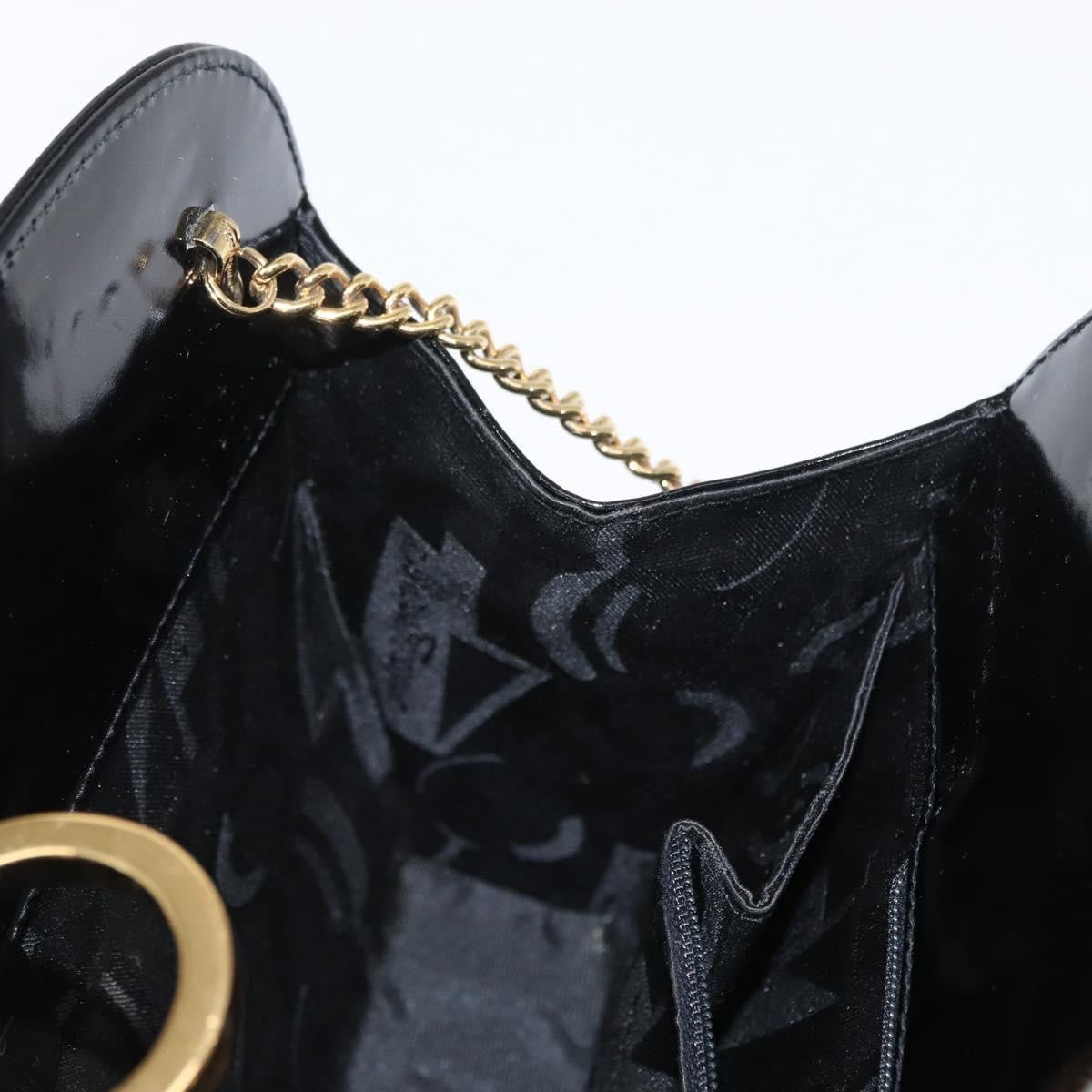 Salvatore Ferragamo Vintage Gancini Chain Patent Leather Black Patent_Leather Shoulder Bag Bag (Pre-Owned)