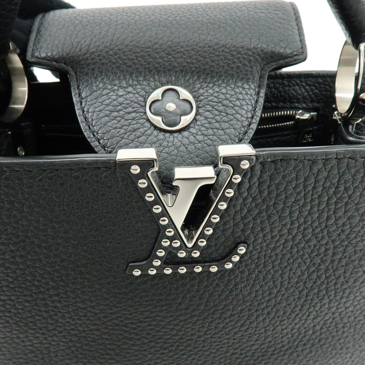 Louis Vuitton Capucines Fleur De Lys Taurillon Leather Black Leather Handbag (Pre-Owned)