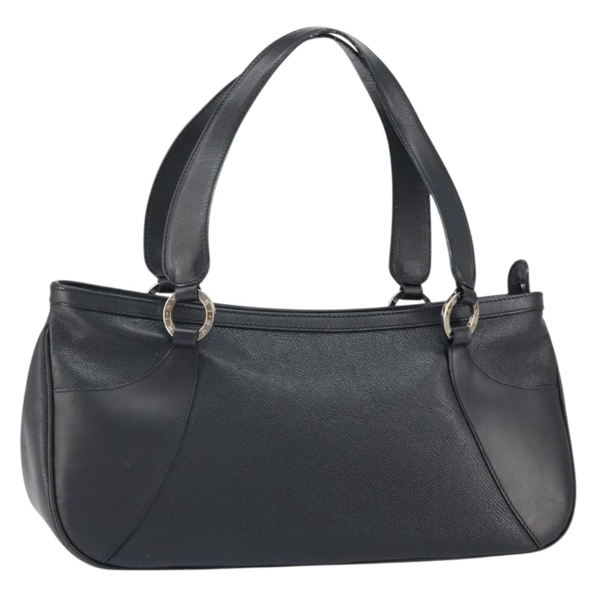 Bvlgari Handbag Leather Black Leather Handbag (Pre-Owned)