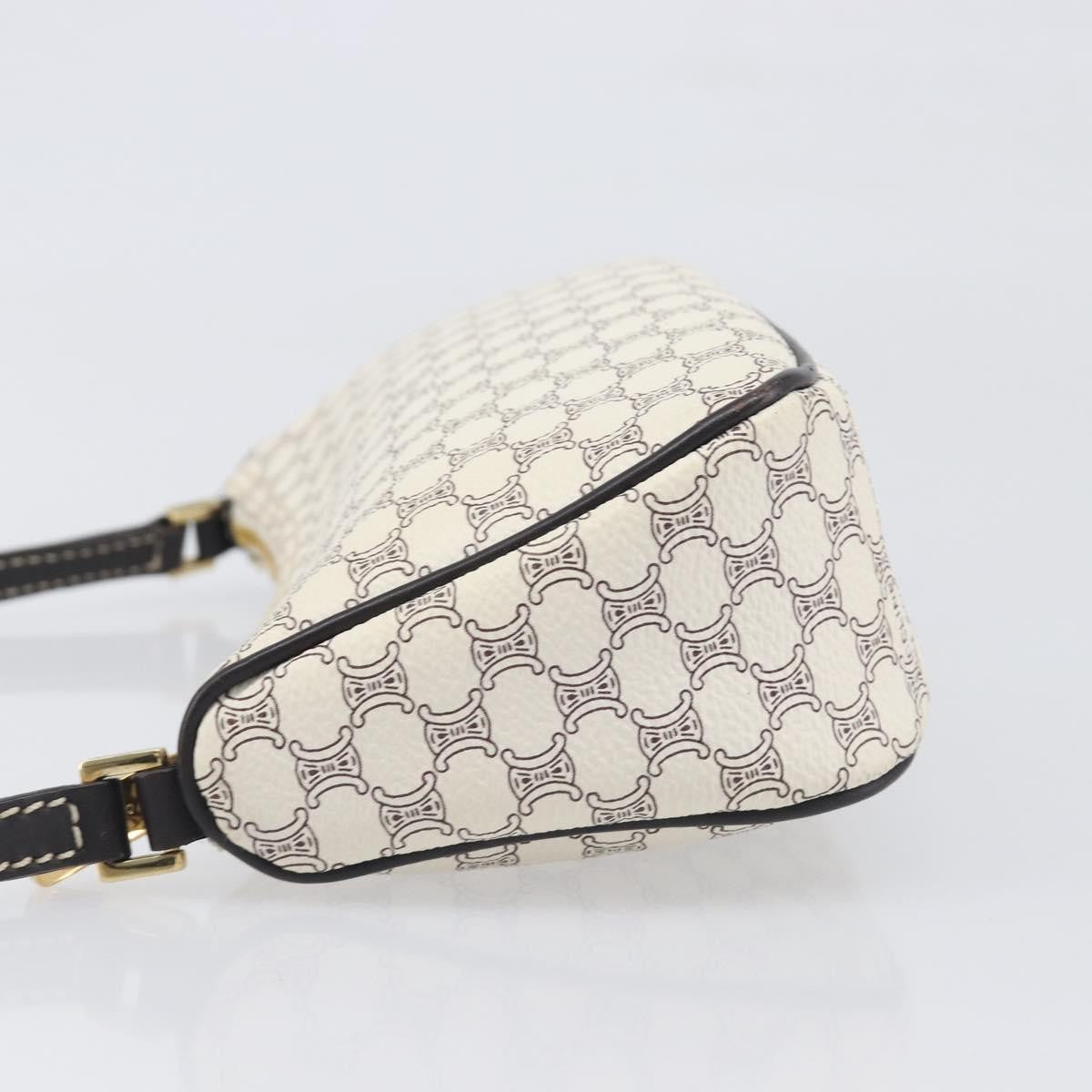 Celine Triomphe Macadam Zip Shoulder Bag Canvas White Pvc Clutche & Pouche Bag (Pre-Owned)