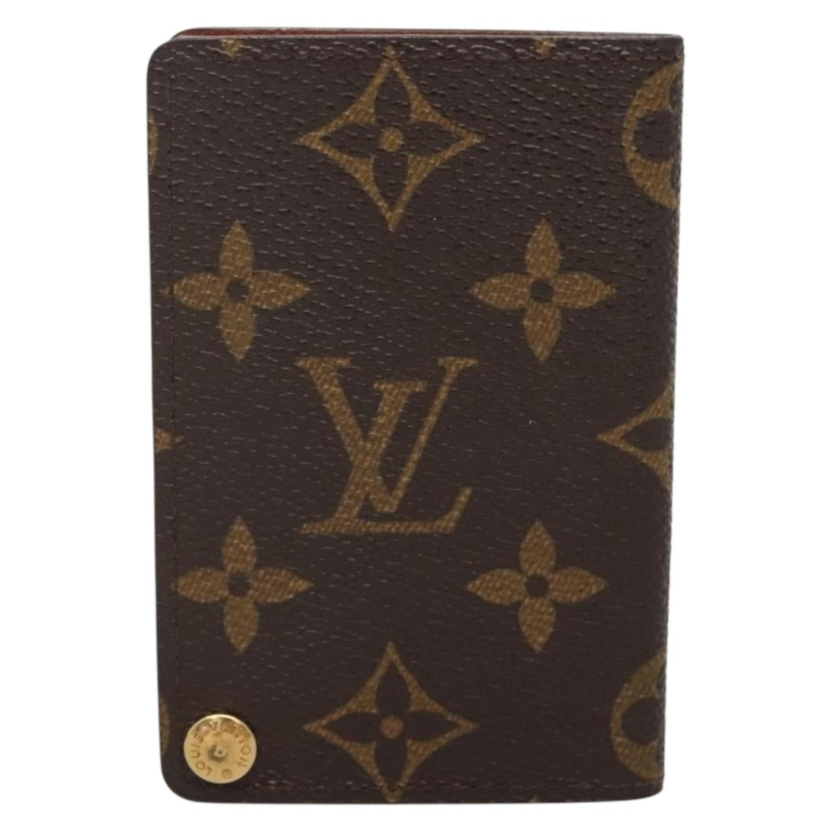 Louis Vuitton Porte Cartes Pression Card Case Monogram Canvas Brown Canvas Card Holders Accessory (Pre-Owned)