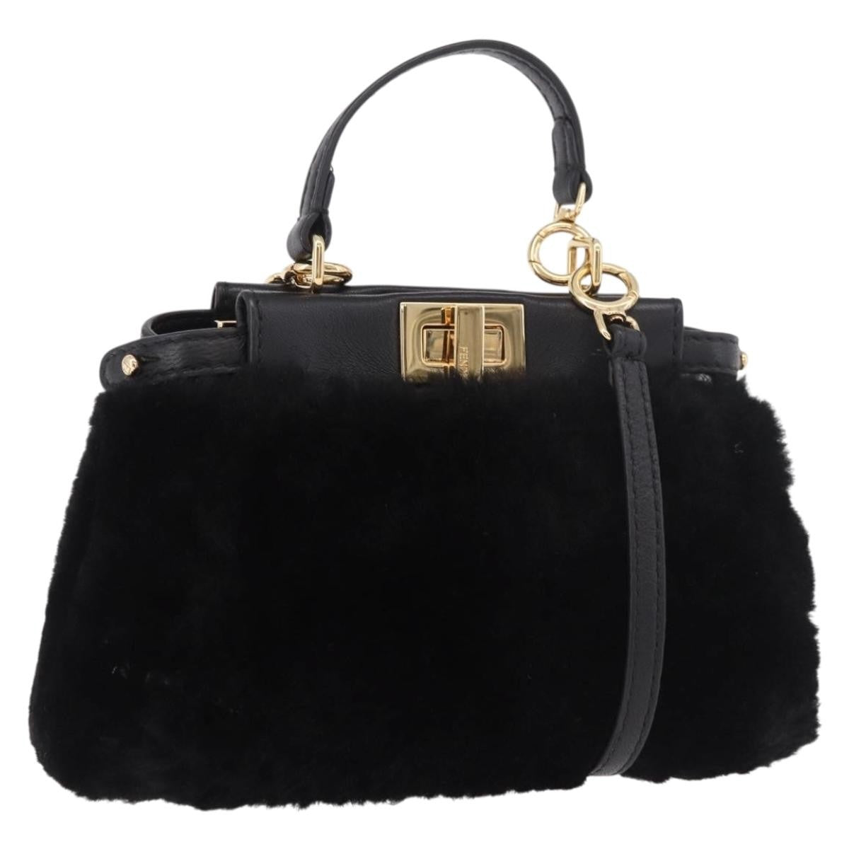 Fendi Peekaboo Fur Black Fur Handbag (Pre-Owned)