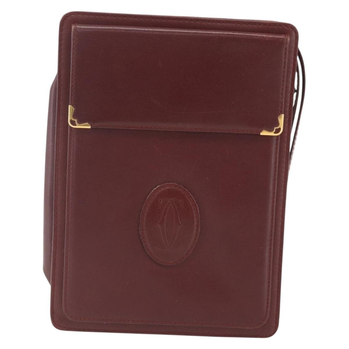 Cartier Must De Cartier Clutch Leather Burgundy Leather Clutche & Pouche Bag (Pre-Owned)