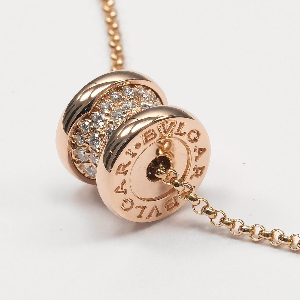 Bvlgari B.Zero1 Pendant 18K Rose Gold With Diamonds Gold Pink_Gold Necklace Jewelry (Pre-Owned)