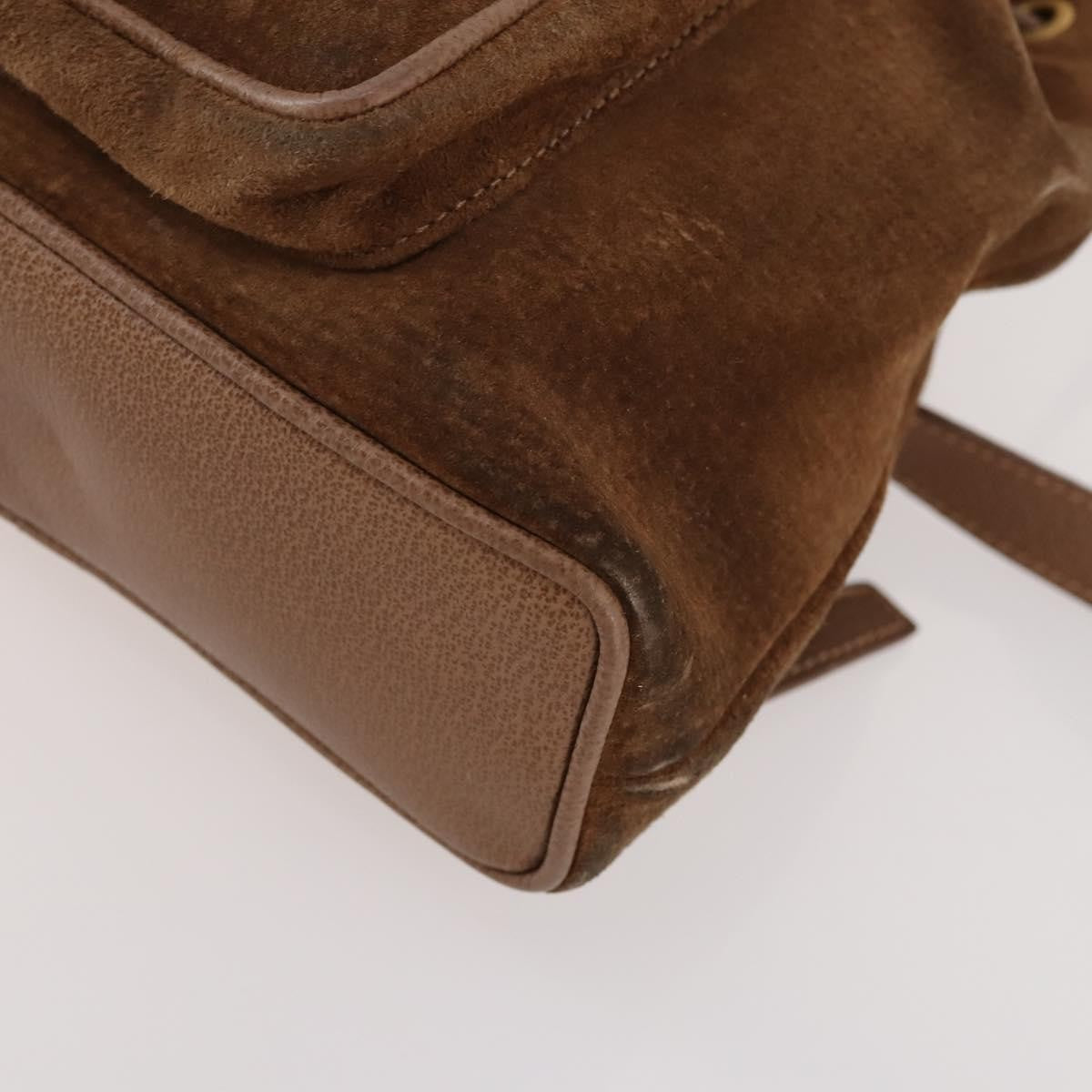 Gucci Gucci Bamboo Daim Brown Suede Backpack Bag (Pre-Owned)