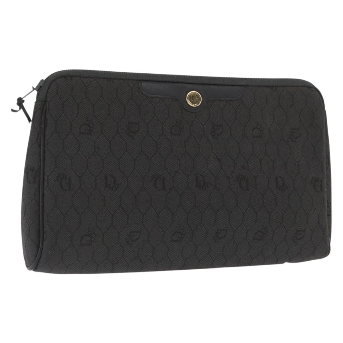Christian Dior Vintage Honeycomb Clutch Canvas Black Canvas Clutche & Pouche Bag (Pre-Owned)