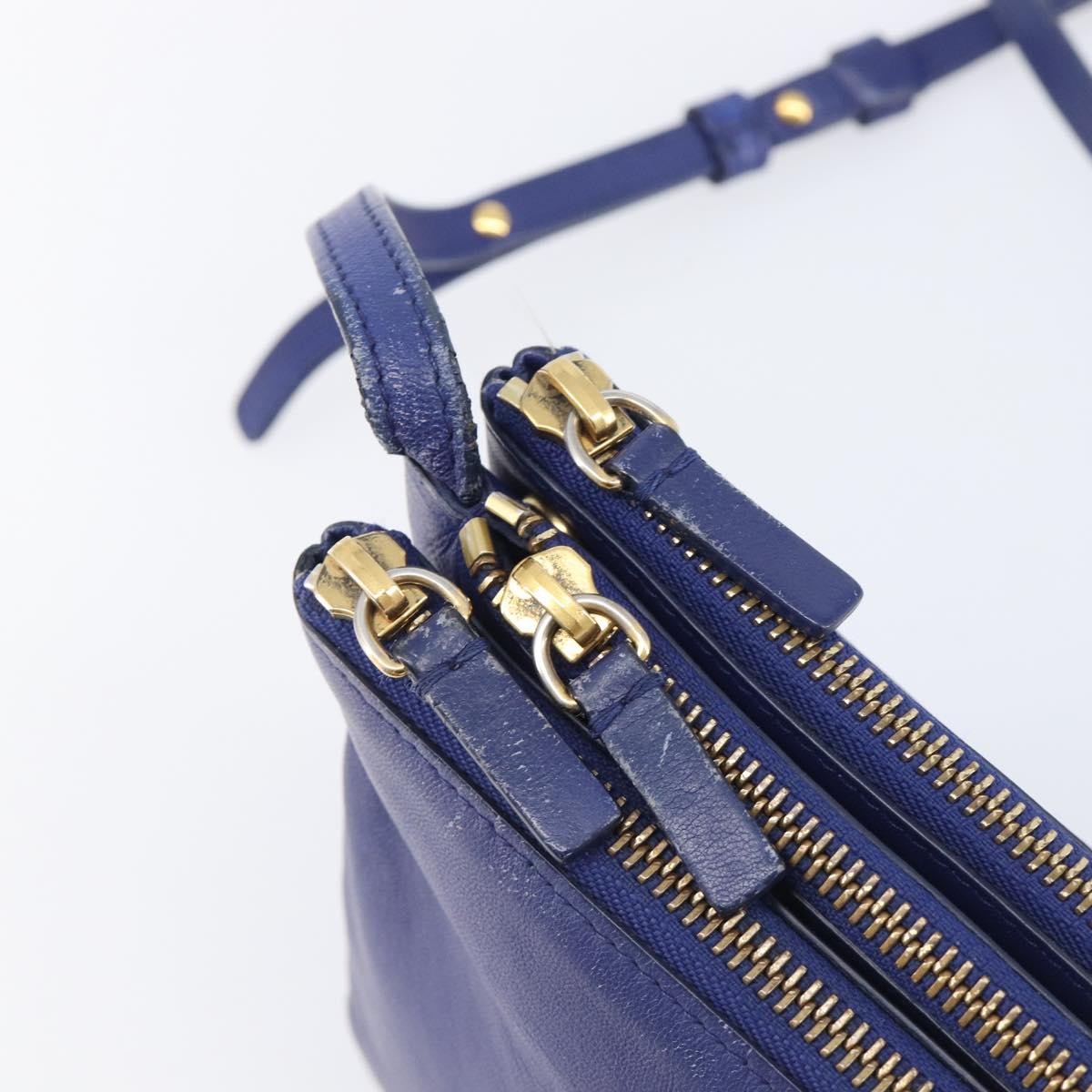 Celine Trio Leather Blue Leather Crossbody Bag Bag (Pre-Owned)