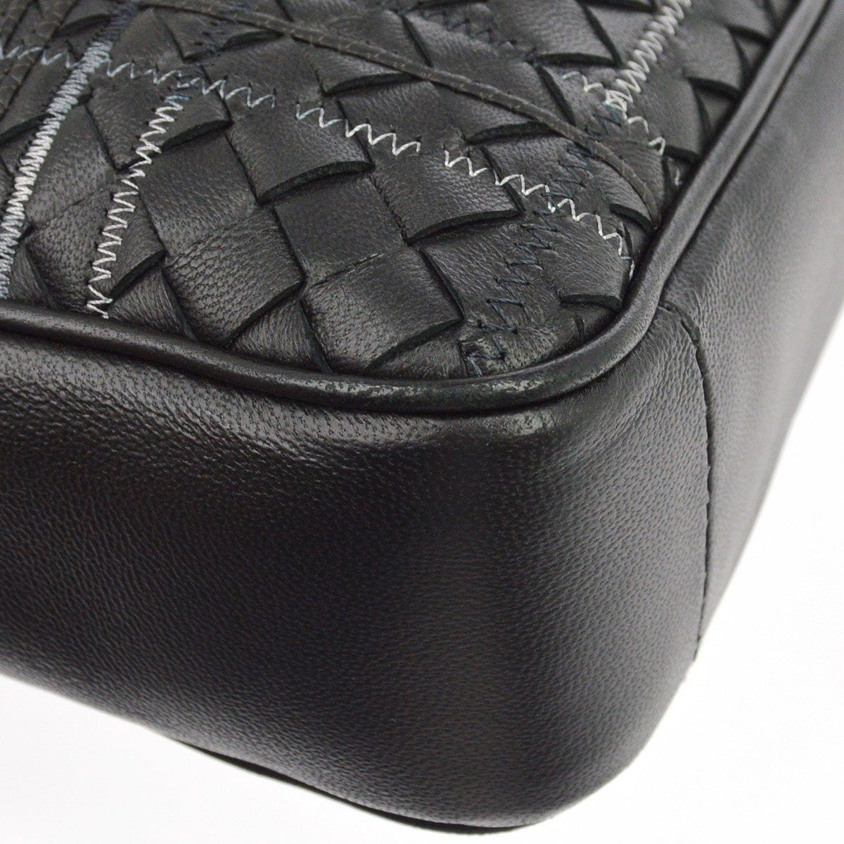 Bottega Veneta Soft Slim Intrecciato Nappa Black Leather Briefcase Bag (Pre-Owned)