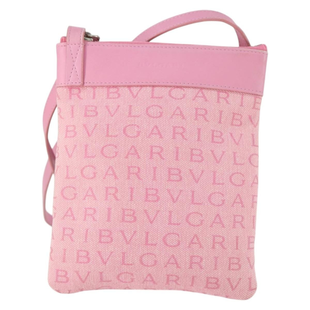 Bvlgari Logomania Canvas With Leather Pink Canvas Shoulder Bag Bag (Pre-Owned)