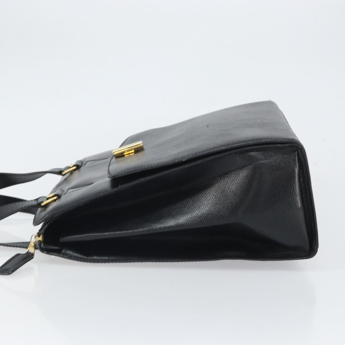Celine Vintage Turn Lock Shoulder Leather Black Leather Handbag (Pre-Owned)