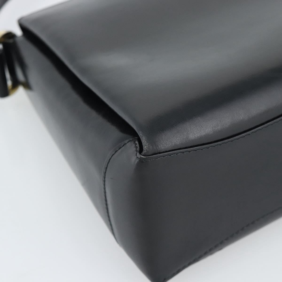 Gucci Vintage Convertible Box Leather Black Leather Handbag (Pre-Owned)