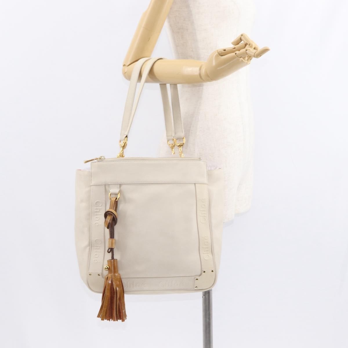 Chloe Eden Leather White Leather Tote Bag Bag (Pre-Owned)