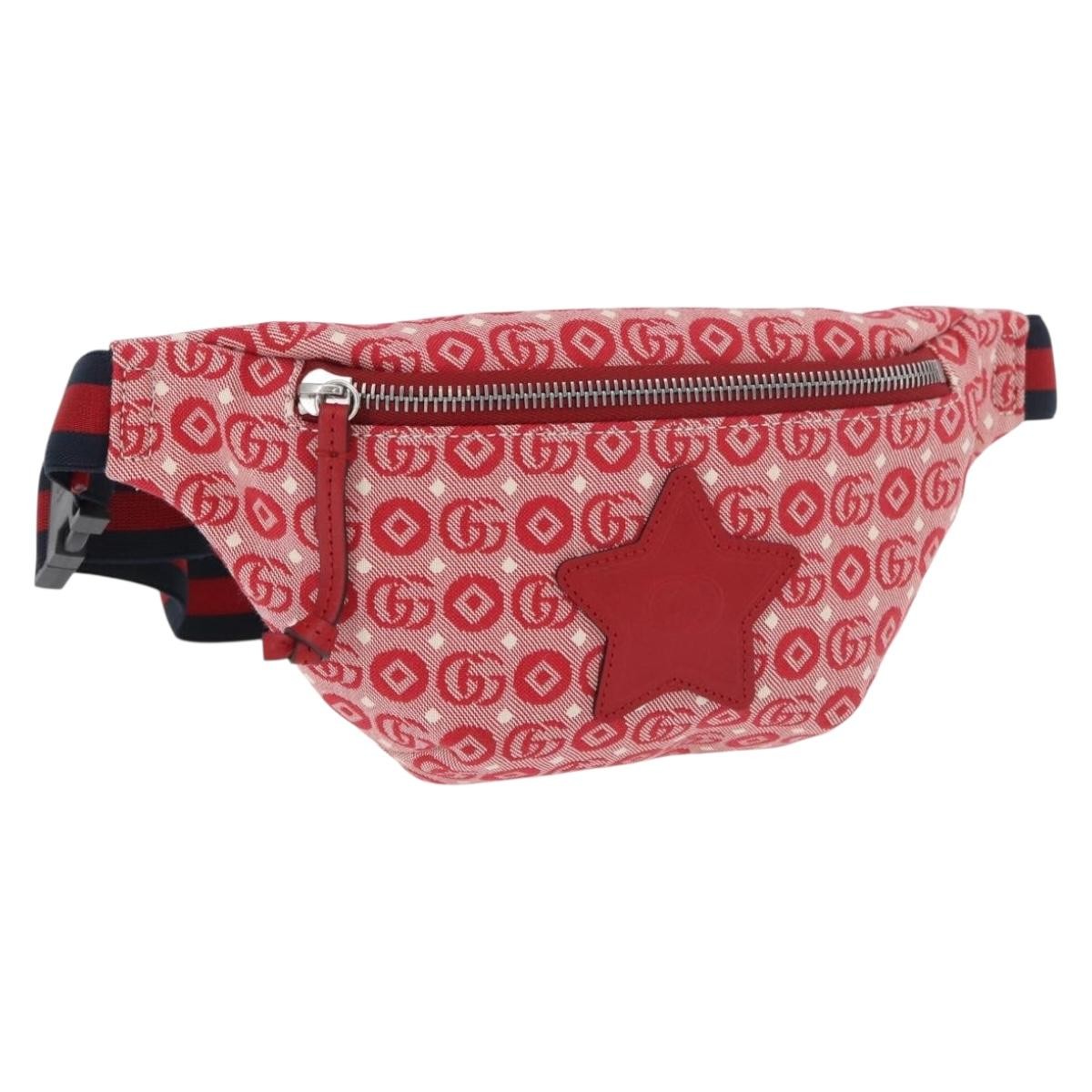 Gucci Children's Belt Printed Coated Canvas Red Canvas Handbag (Pre-Owned)
