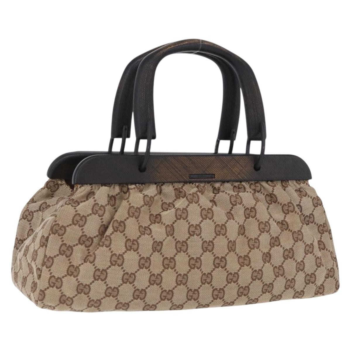 Gucci Wood Handle Frame Doctor Bag Gg Canvas Beige Canvas Shoulder Bag Bag (Pre-Owned)