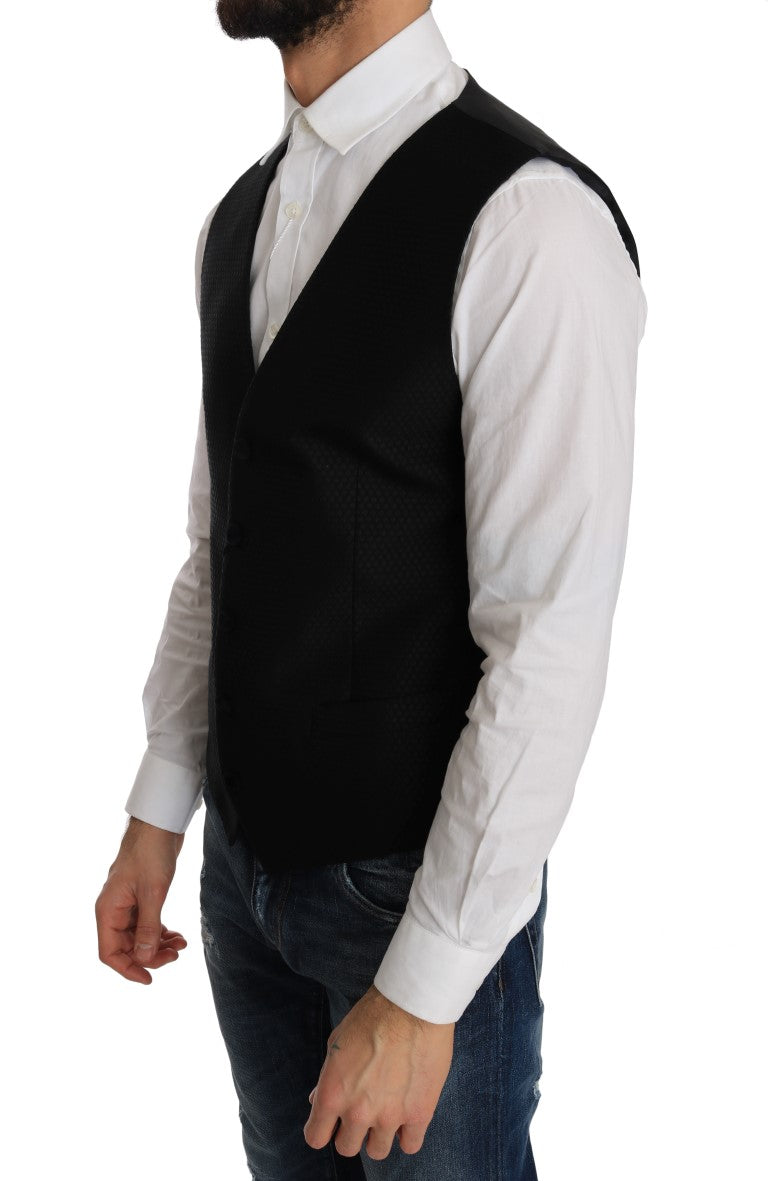 Dolce & Gabbana Black Polka Dot Pattern Men's Vest