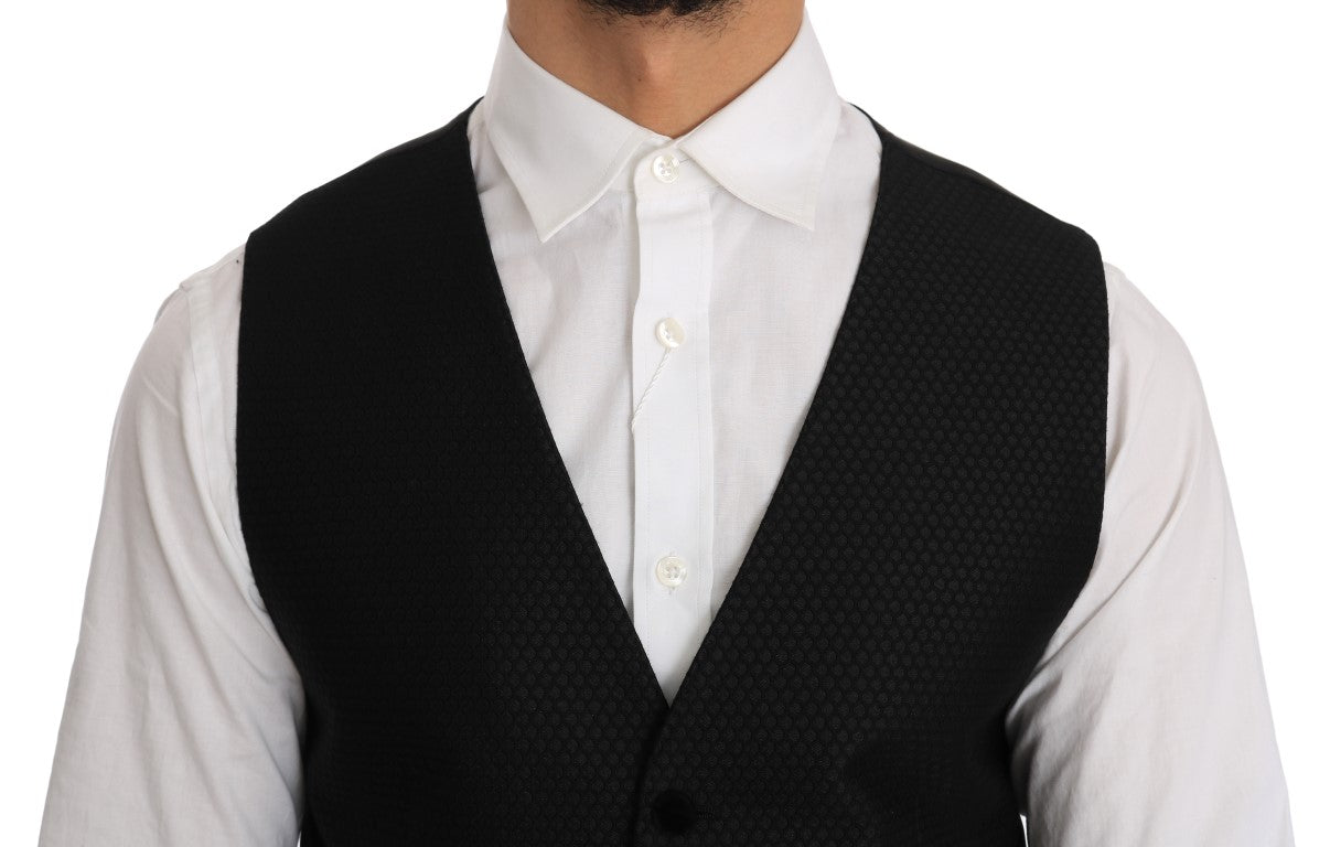 Dolce & Gabbana Black Polka Dot Pattern Men's Vest