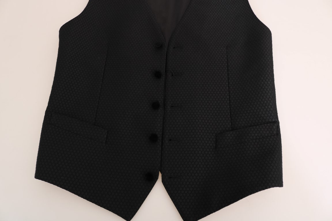Dolce & Gabbana Black Polka Dot Pattern Men's Vest