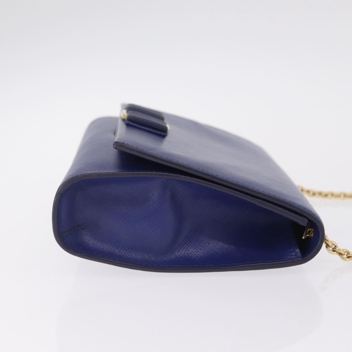 Salvatore Ferragamo Vala Chain Leather Blue Leather Shoulder Bag Bag (Pre-Owned)