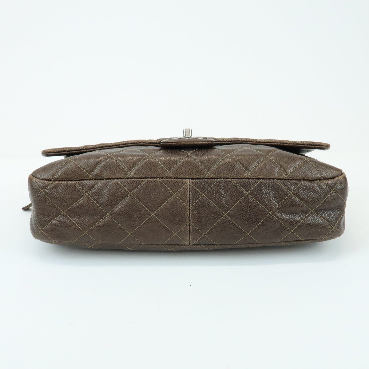 Chanel Easy Flap Quilted Caviar Brown Leather Handbag (Pre-Owned)