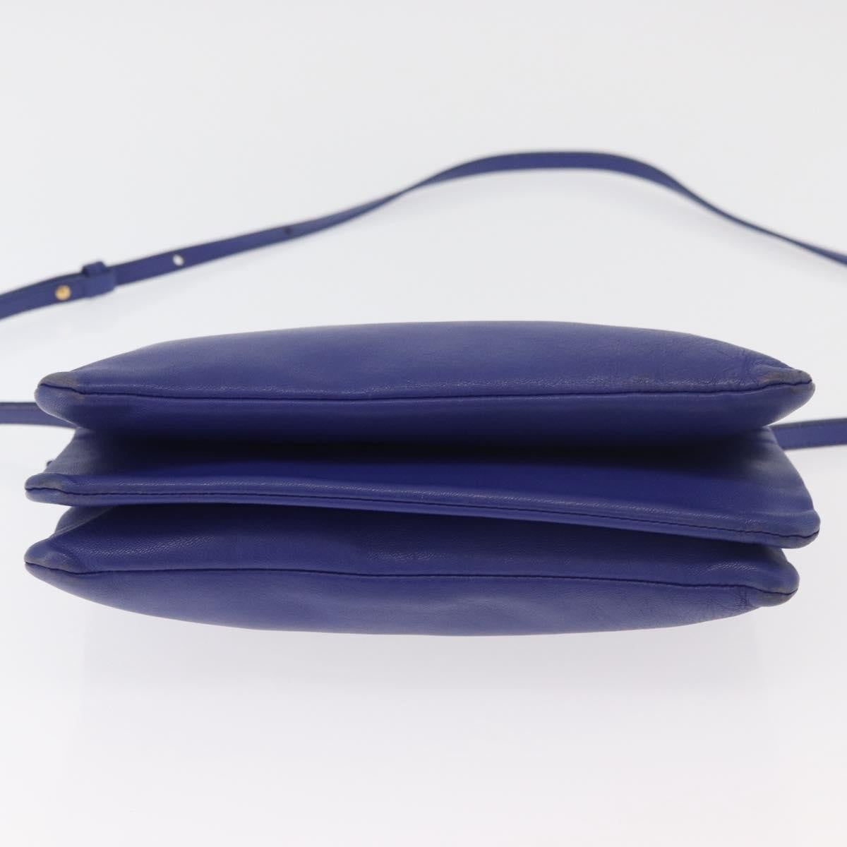 Celine Trio Leather Blue Leather Shoulder Bag Bag (Pre-Owned)