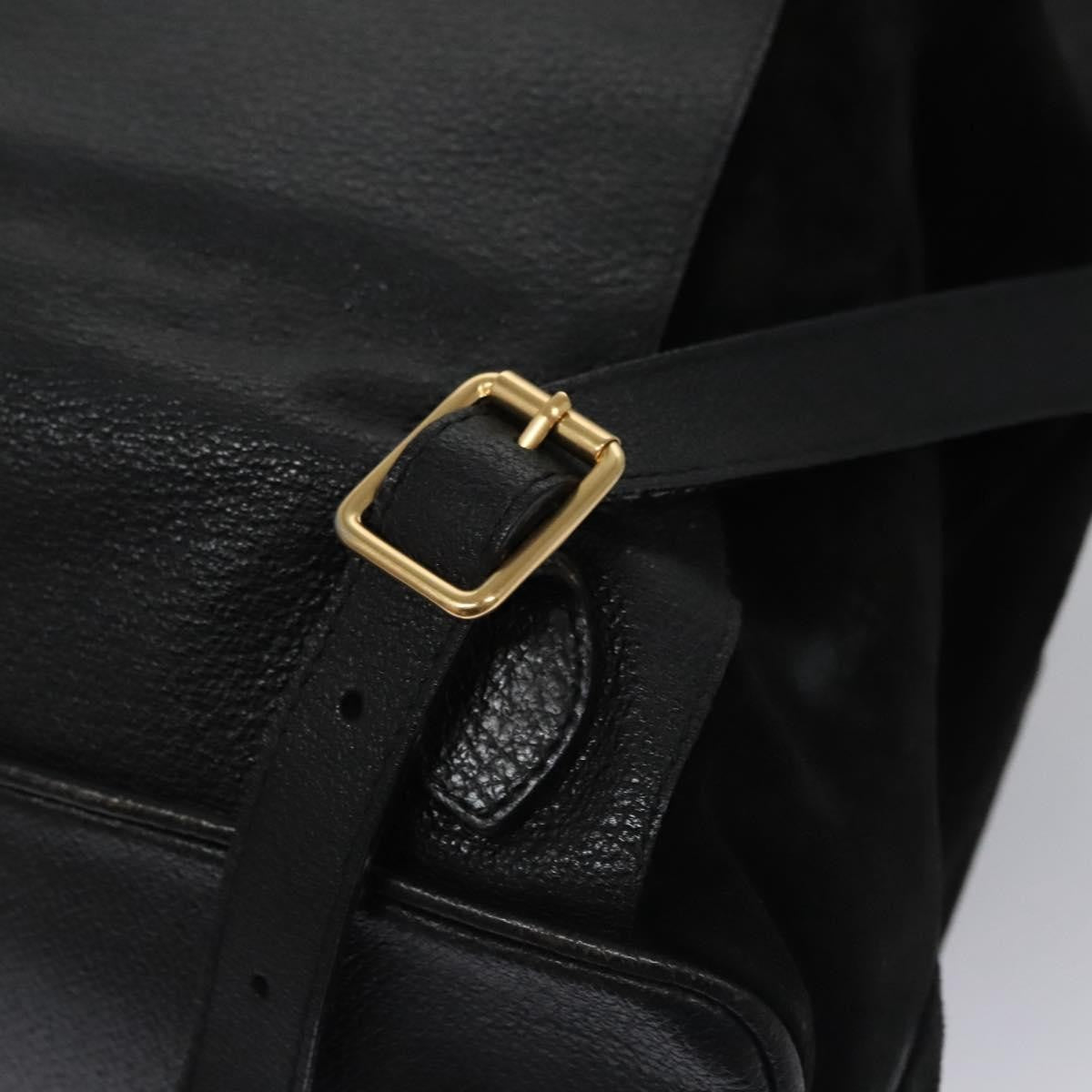 Gucci Vintage Bamboo Suede Black Suede Backpack Bag (Pre-Owned)