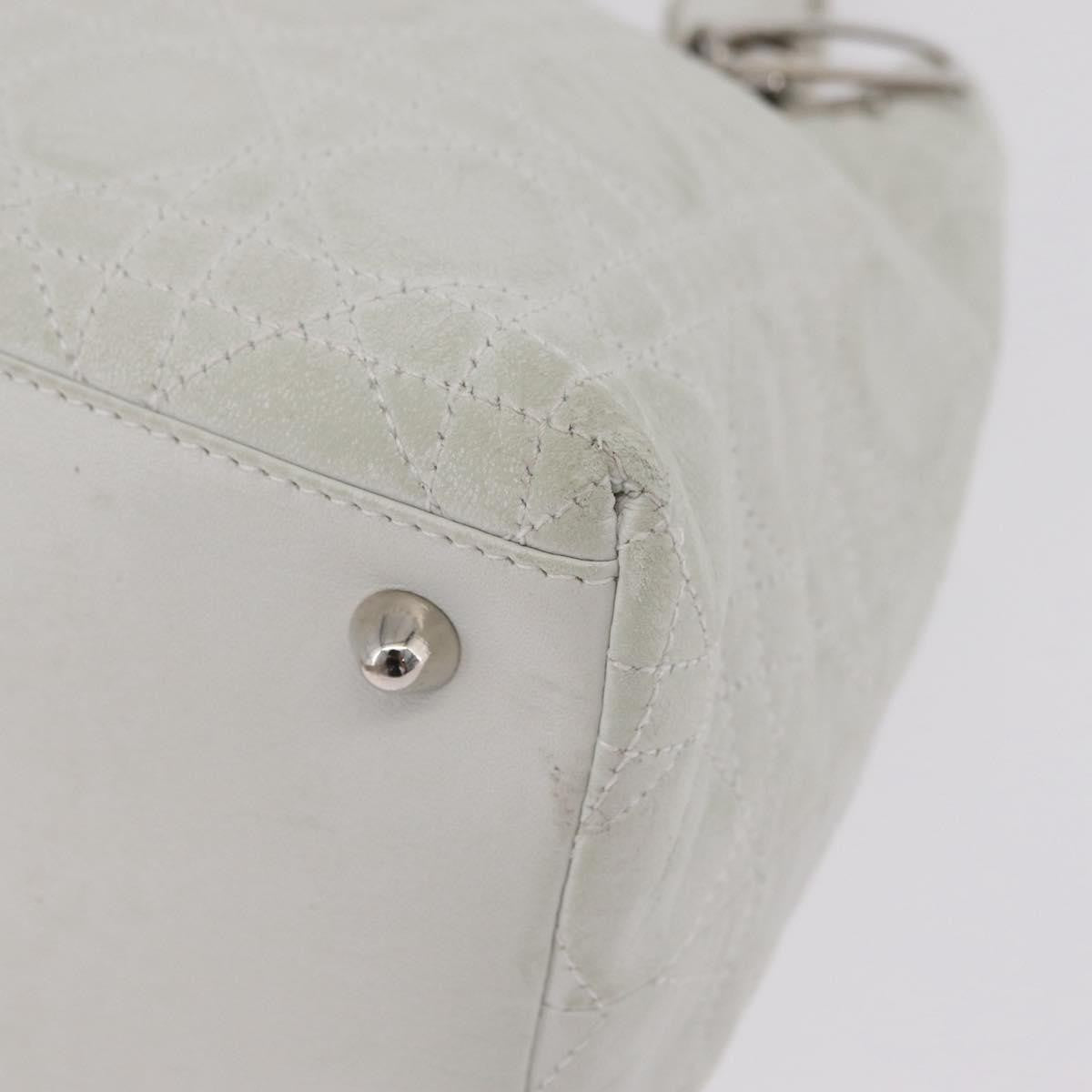Christian Dior Lady Dior Cannage Quilt Calfskin White Leather Handbag (Pre-Owned)