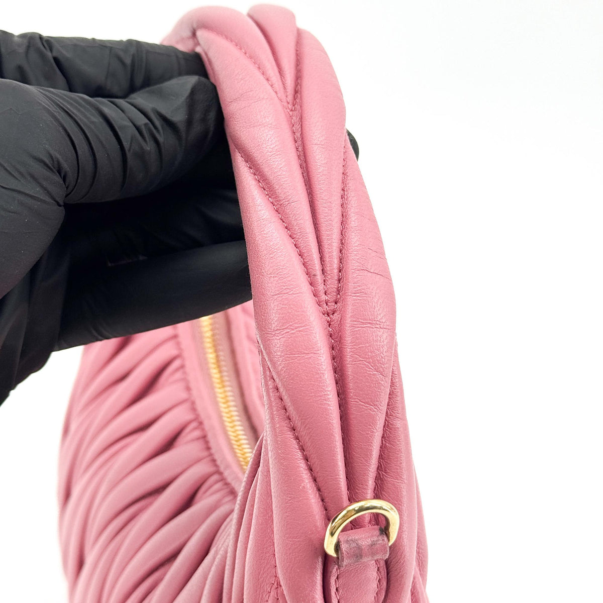 Miu Miu Wander Hobo Matelasse Satin Pink Leather Shoulder Bag Bag (Pre-Owned)