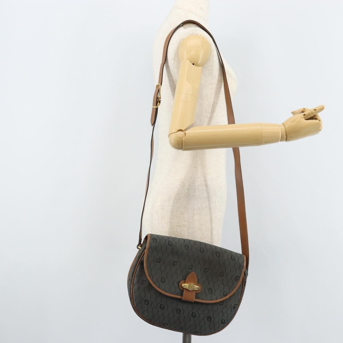 Christian Dior Vintage Honeycomb Flap Canvas And Leather Black Canvas Shoulder Bag Bag (Pre-Owned)