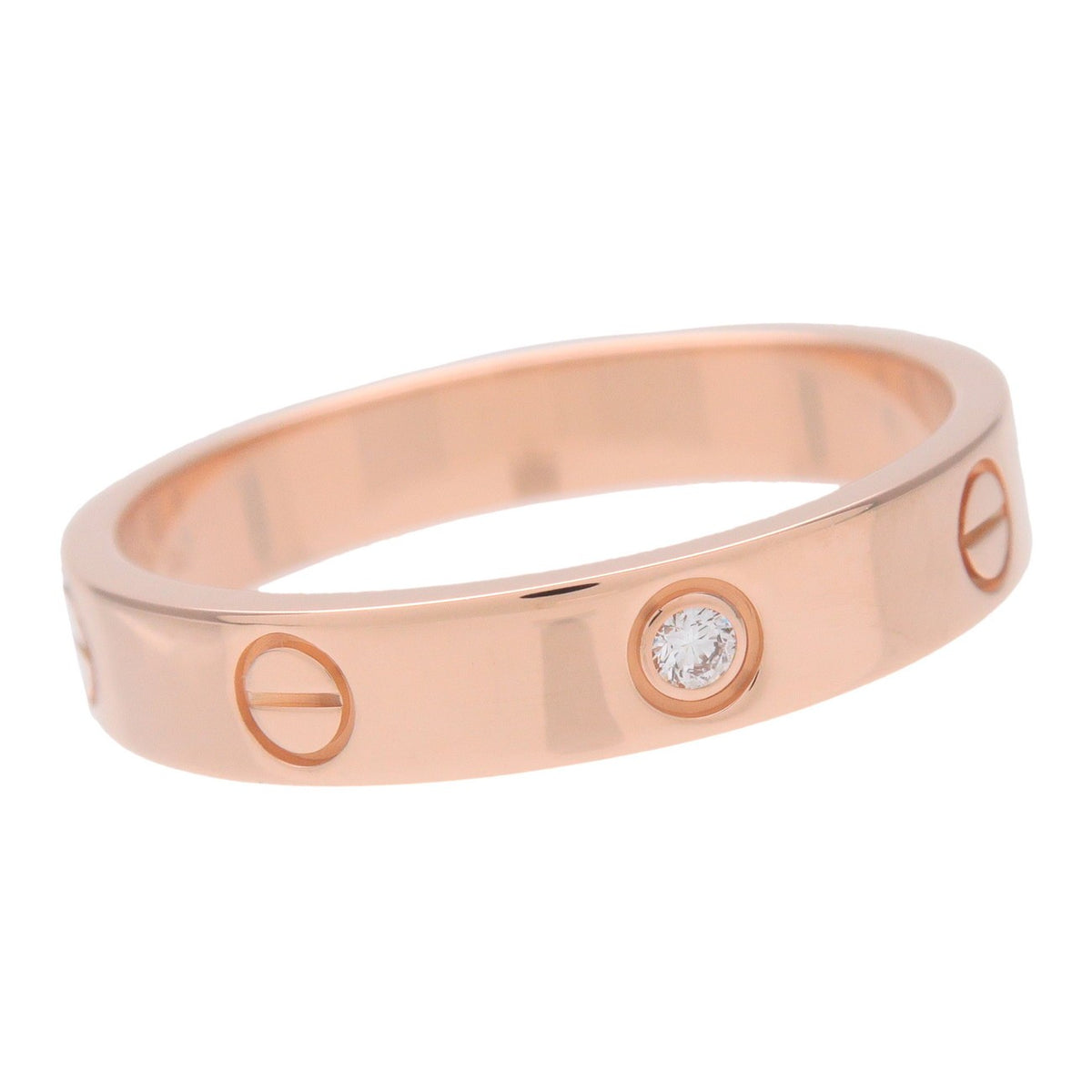 Cartier Love Wedding Band 1 Diamond 18K Rose Gold With Diamond Pink Rose_Gold Ring Jewelry (Pre-Owned)