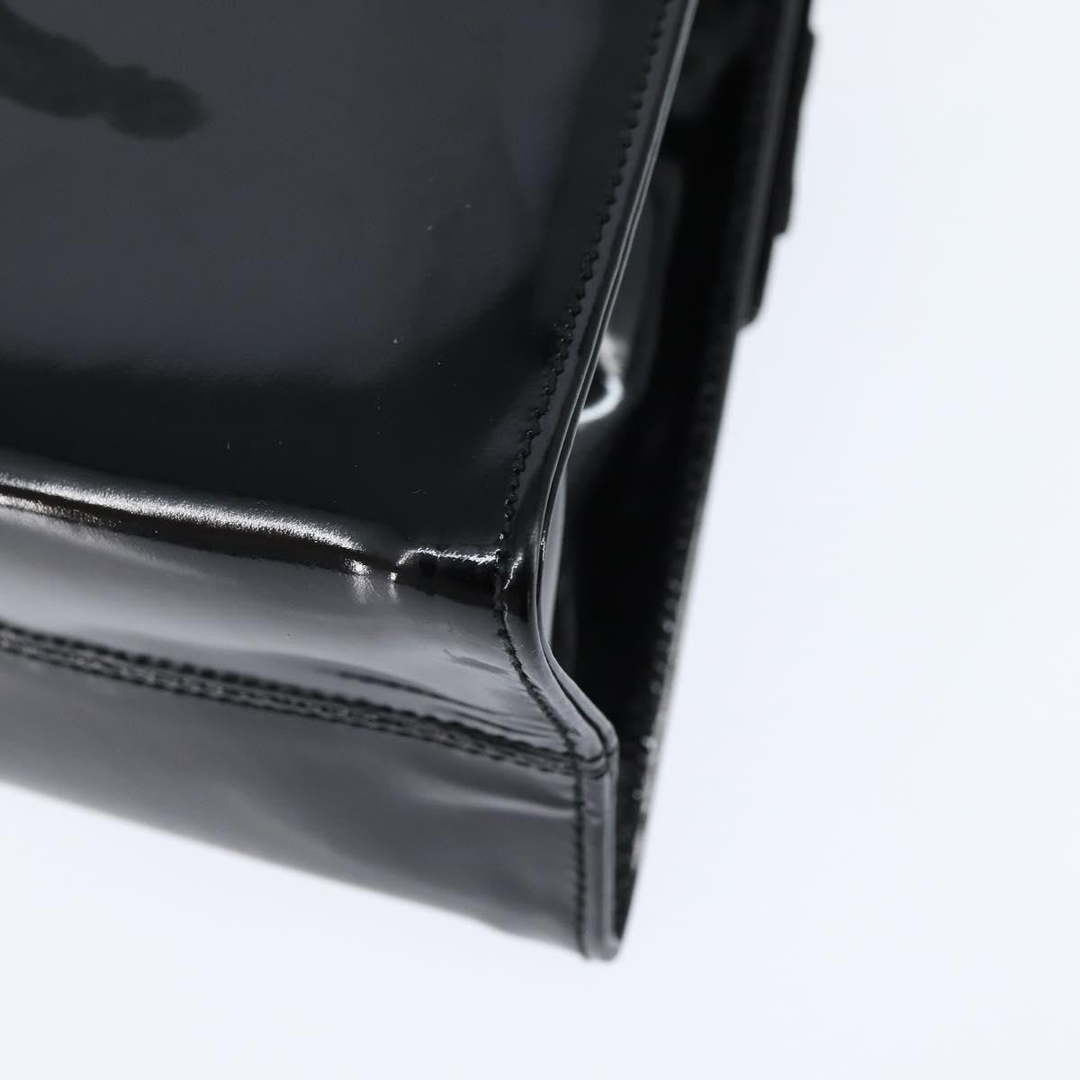 Salvatore Ferragamo Vala Patent Leather Black Patent_Leather Handbag (Pre-Owned)