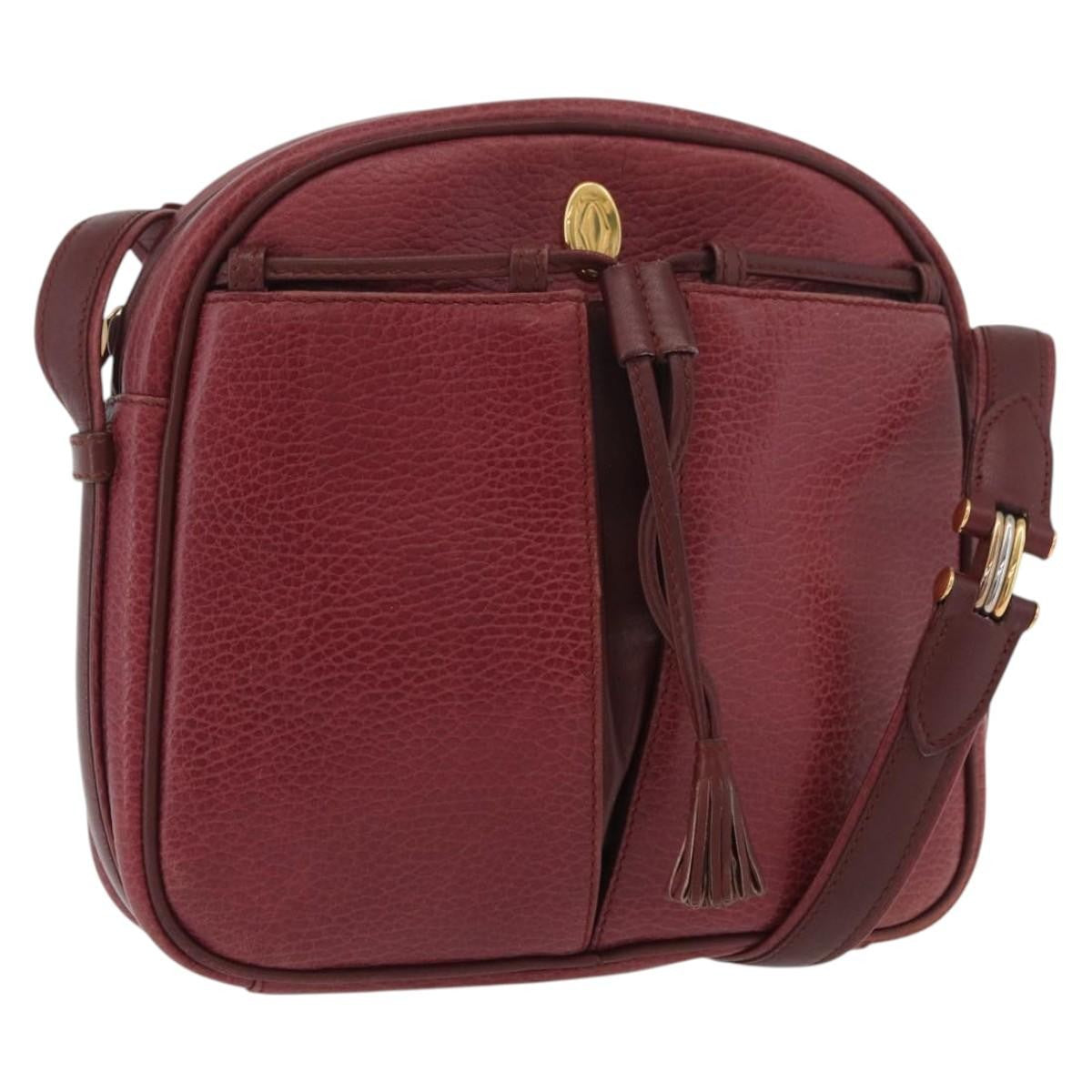 Cartier Tasseled Must De Cartier Leather Burgundy Leather Shoulder Bag Bag (Pre-Owned)