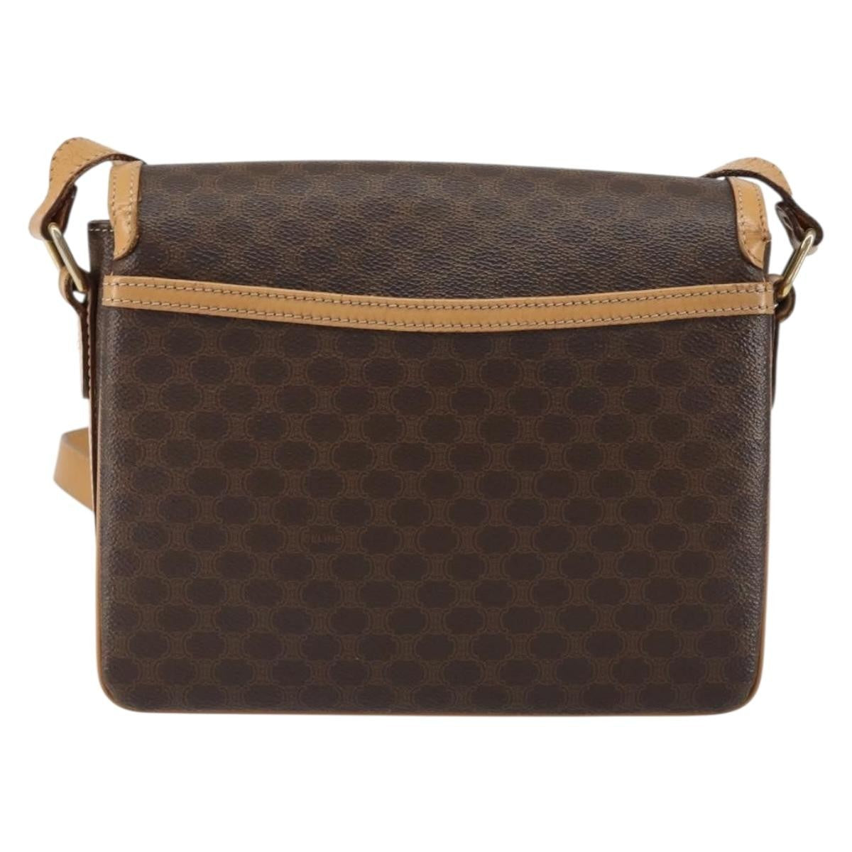 Celine Vintage Macadam Canvas And Leather Brown Canvas Shoulder Bag Bag (Pre-Owned)